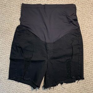 Pinkblush Black Denim Maternity Shorts